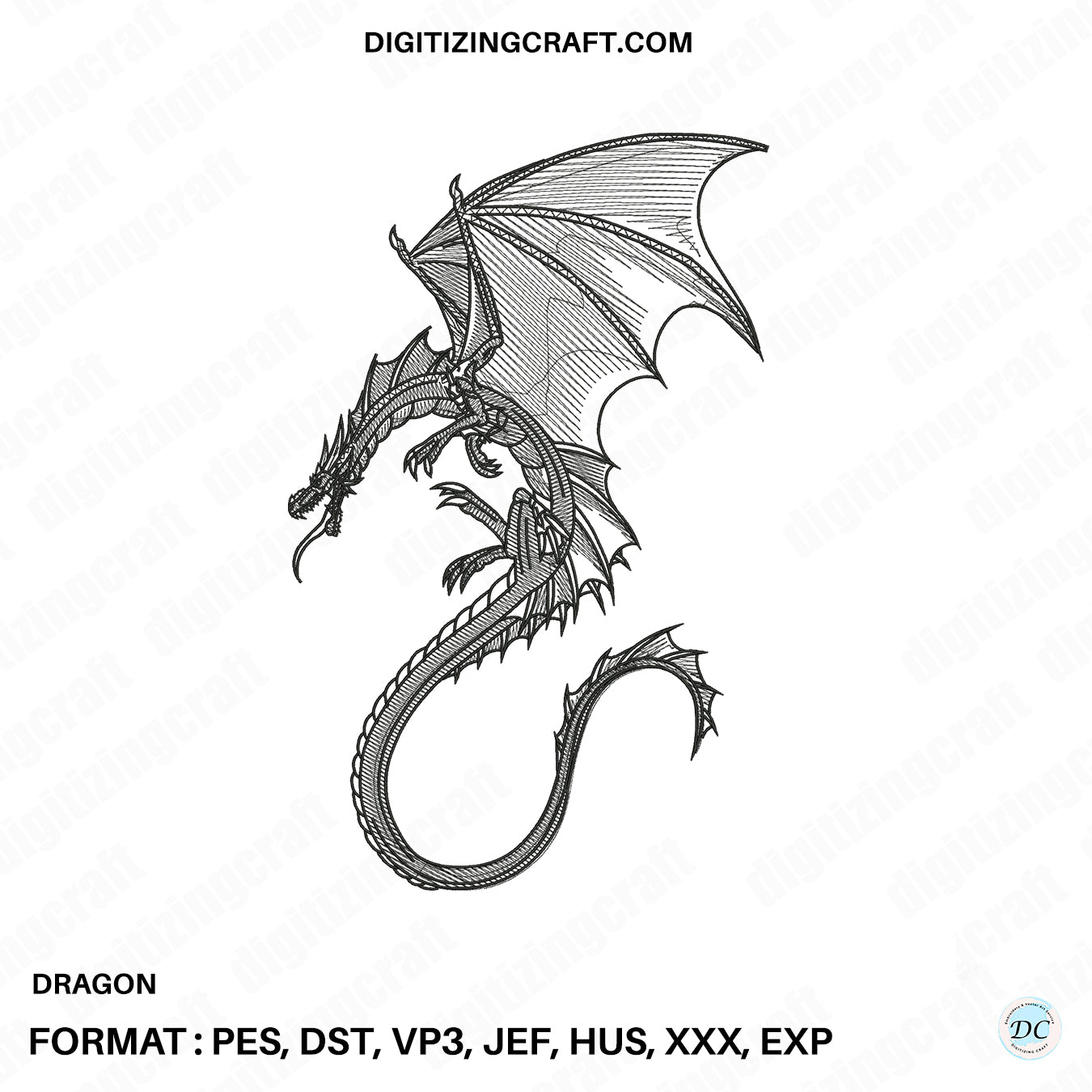Dragon embroidery design file