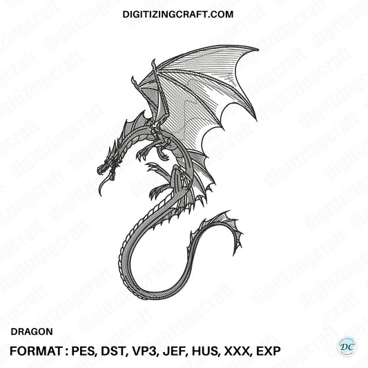 Dragon embroidery design file