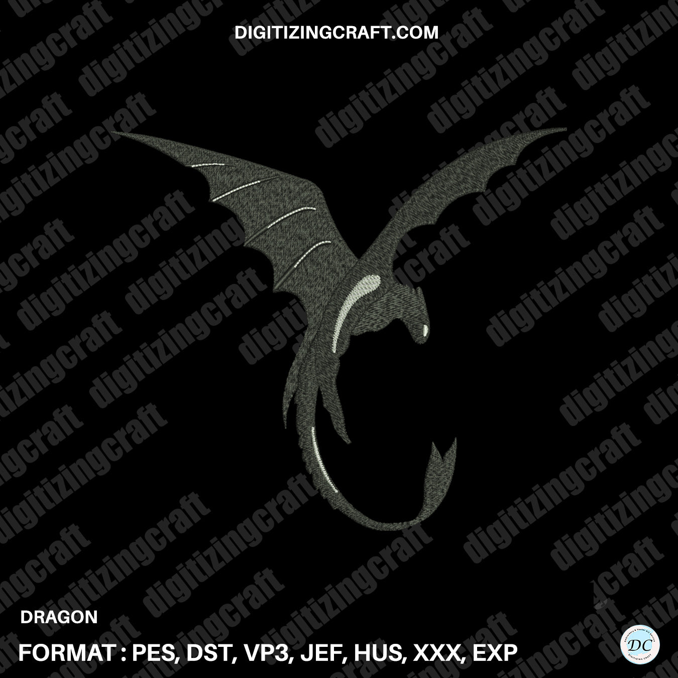 Dragon embroidery design file