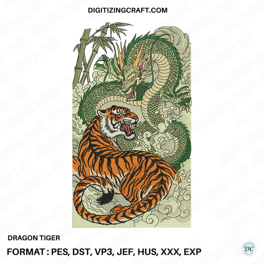 Dragon Tiger embroidery design file