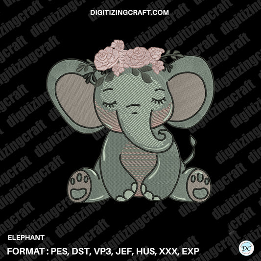Elephant embroidery design file
