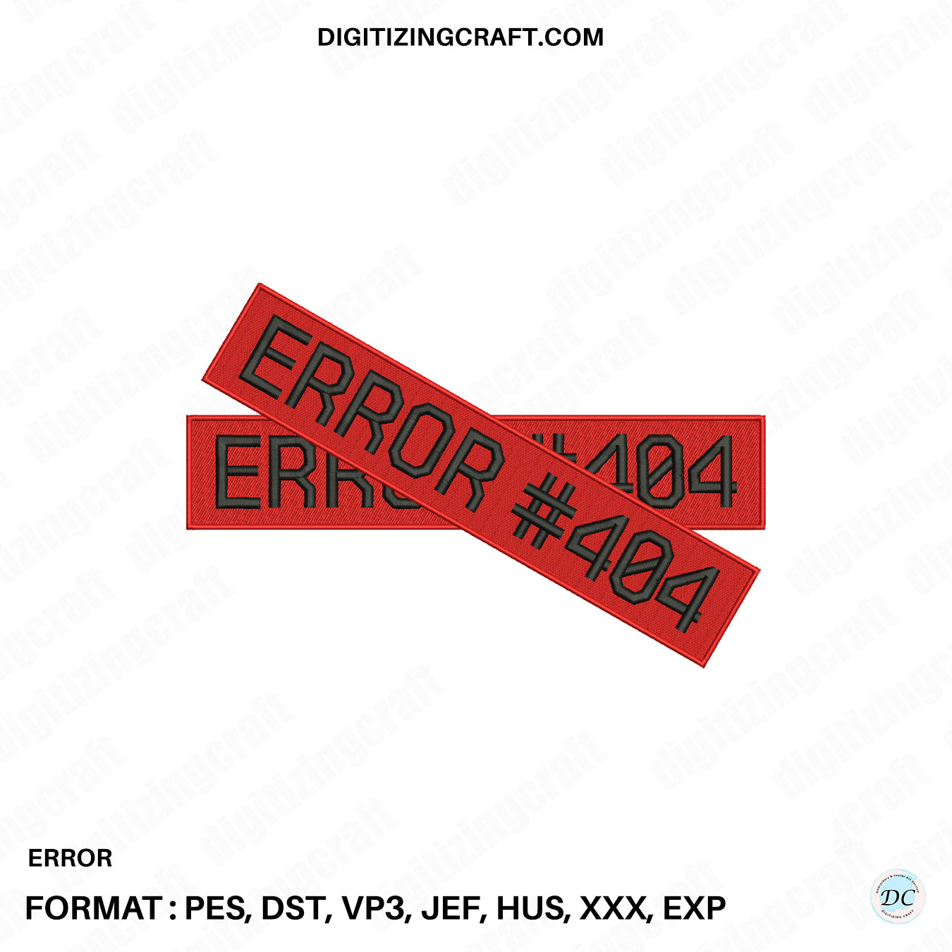 Error embroidery design file