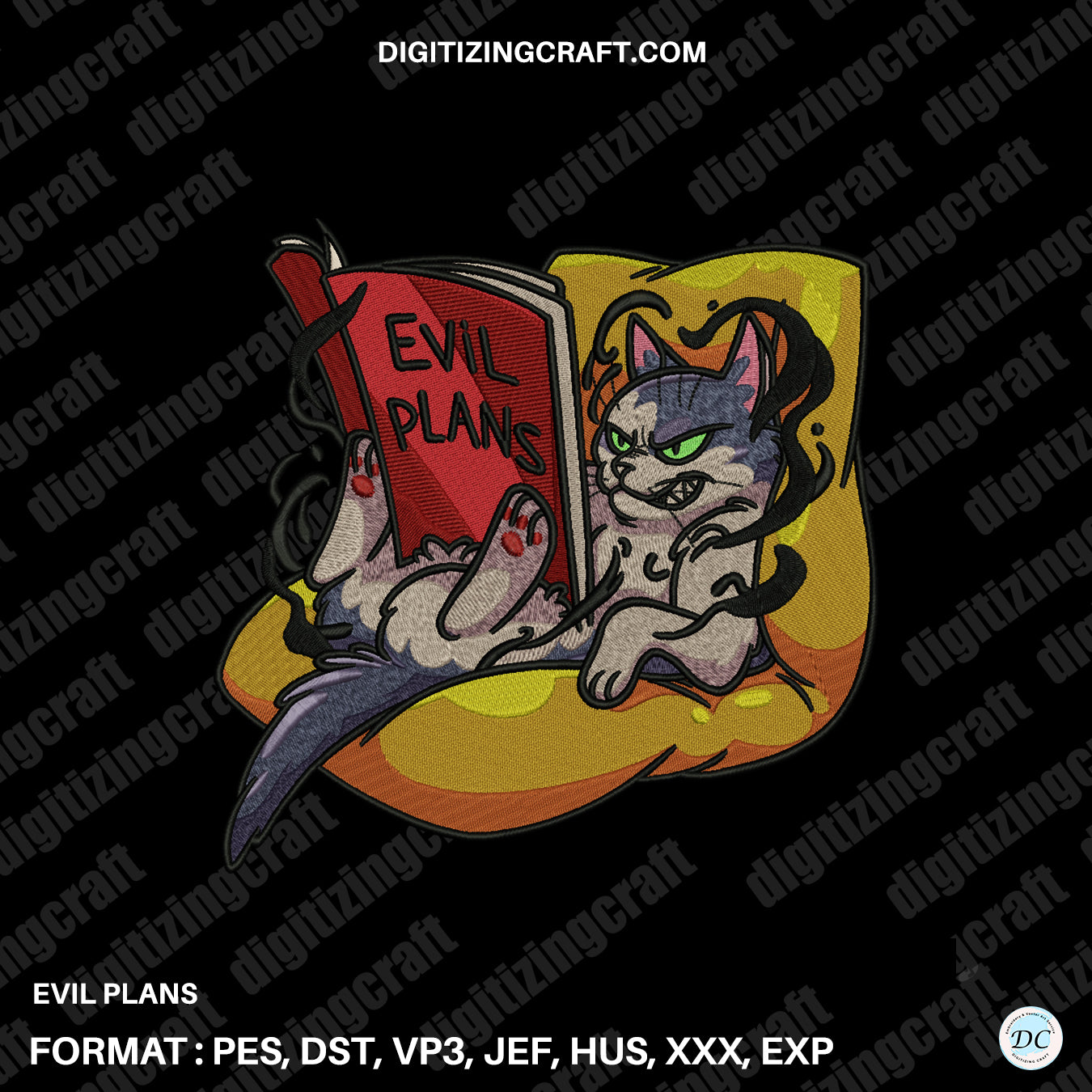 Evil Plans embroidery design file