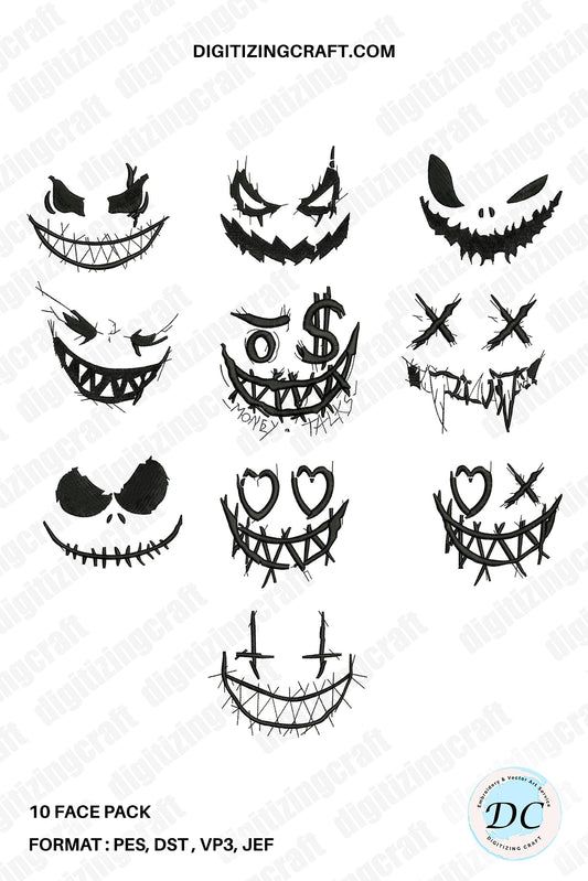 Face (10) Embroidery Design Files