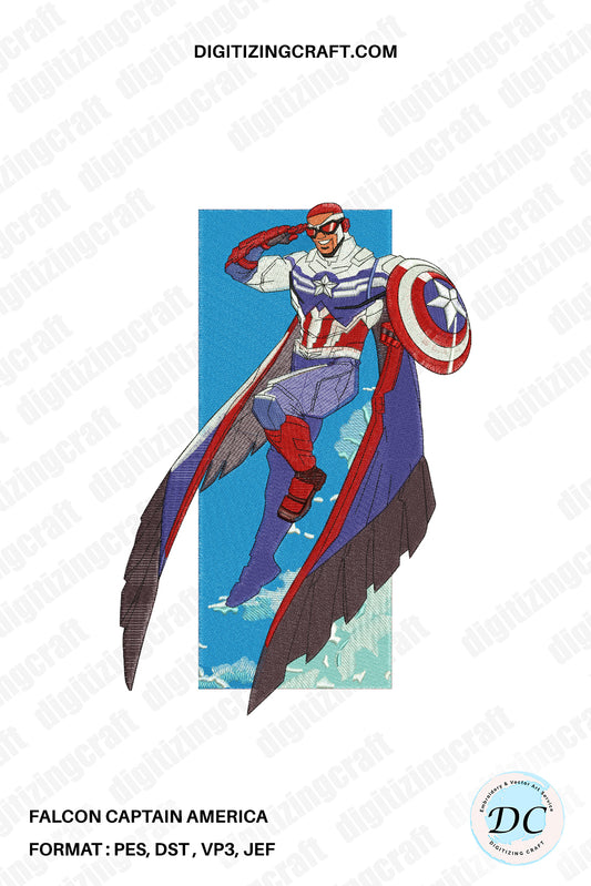 Falcon Captain America Embroidery Design File