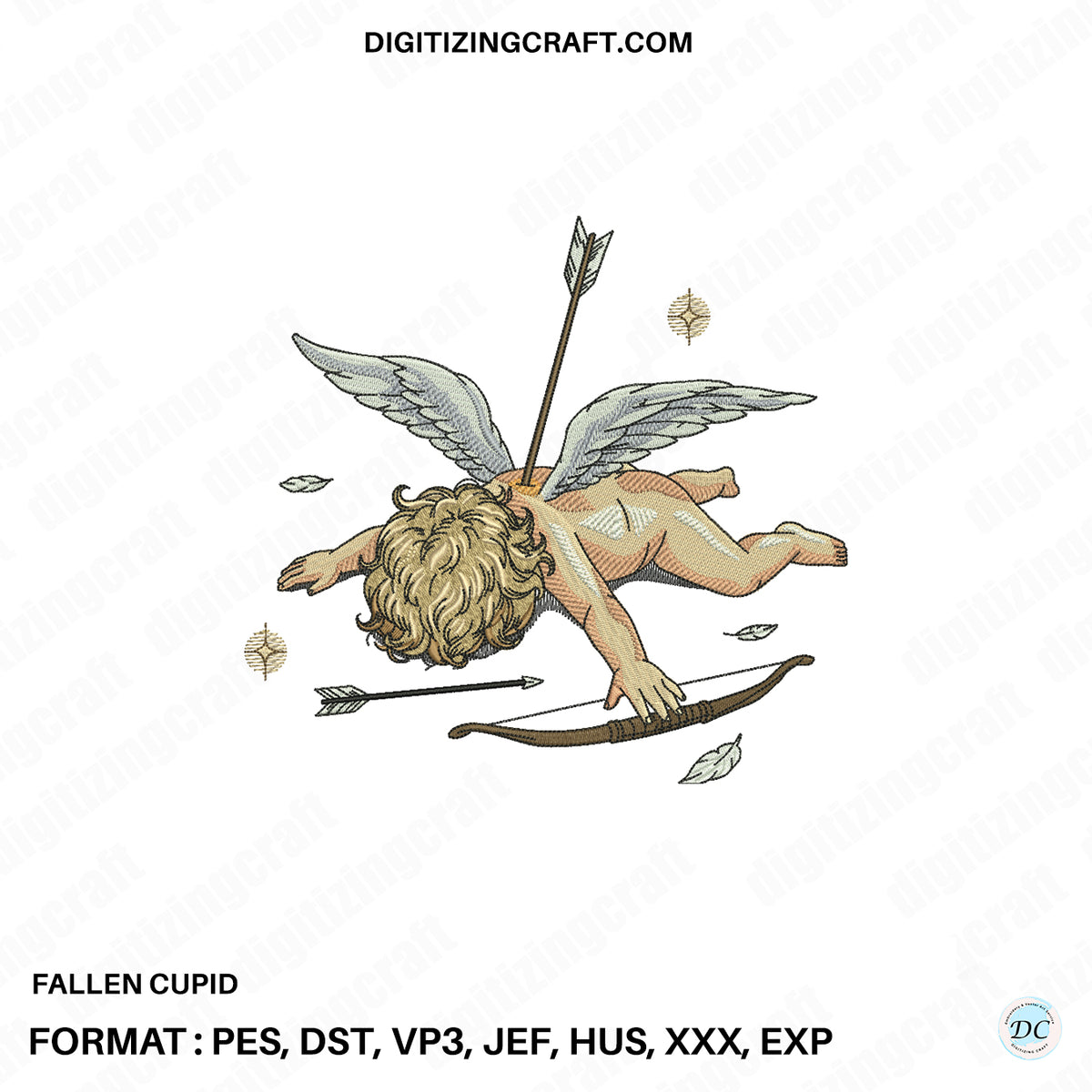 Fallen cupid embrodiery design file