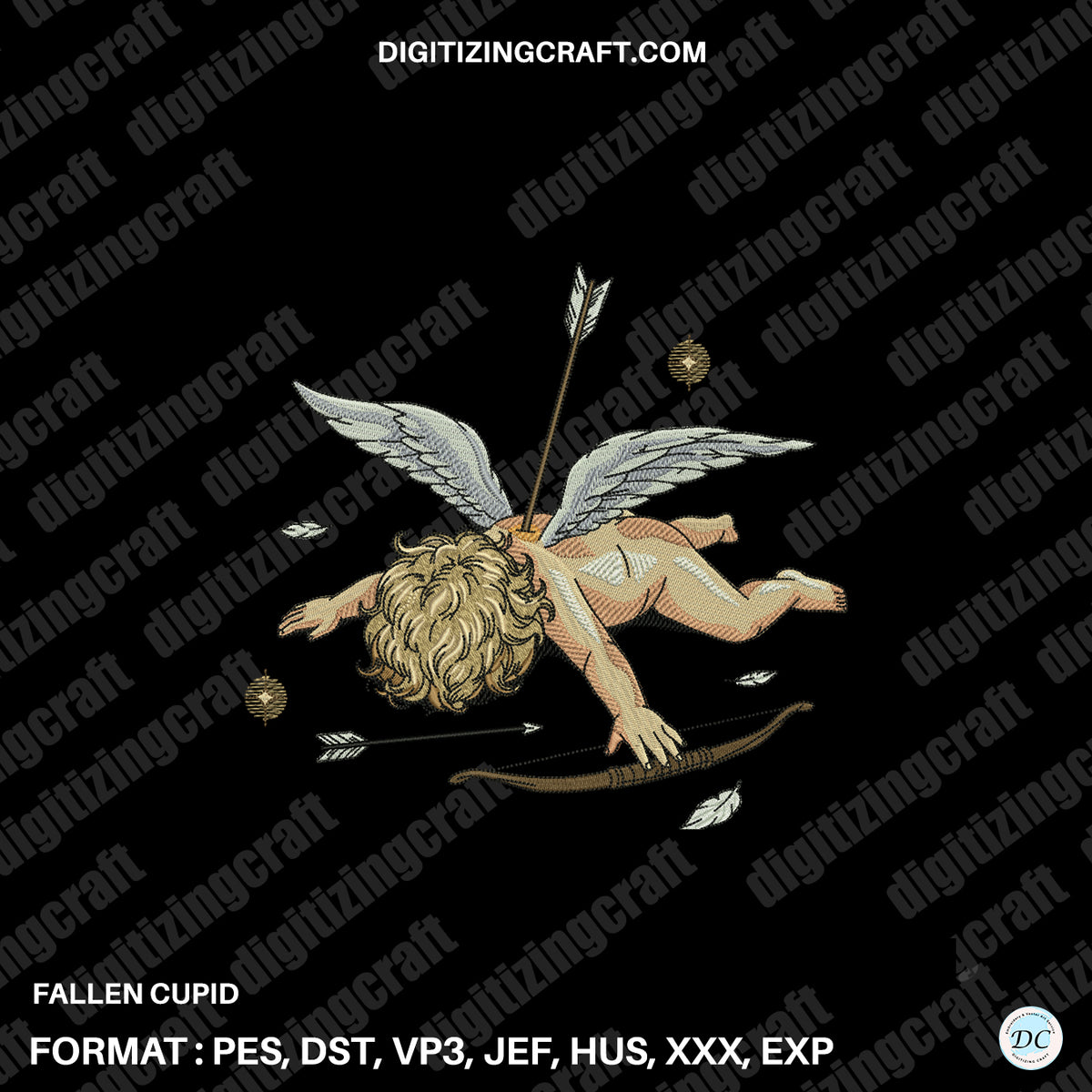 Fallen cupid embrodiery design file