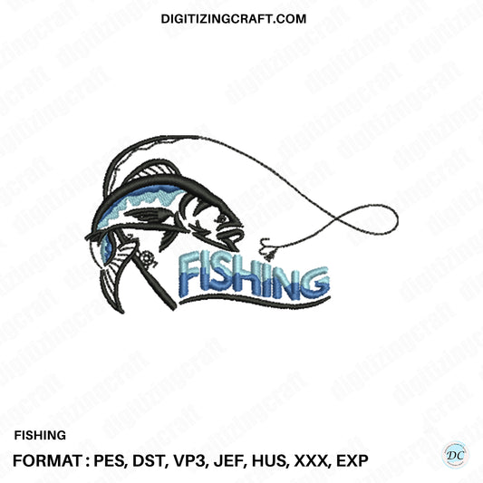 Fishing embroidery design file