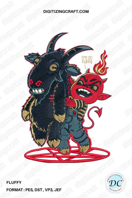 Satan Fluffy Goat Embroidery Design