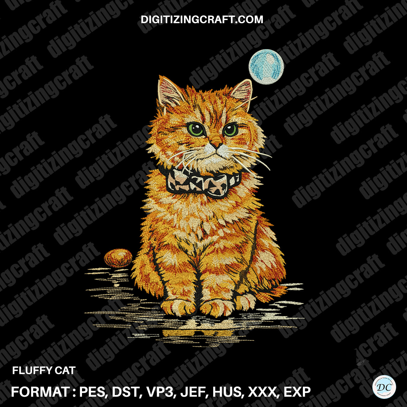 Fluffy Cat embroidery design file