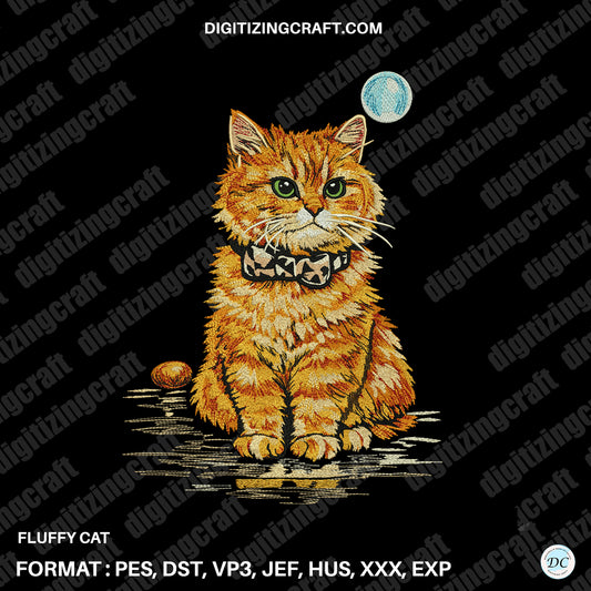 Fluffy Cat embroidery design file