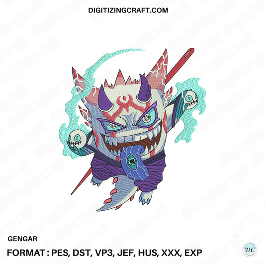 Gengar embroidery design file