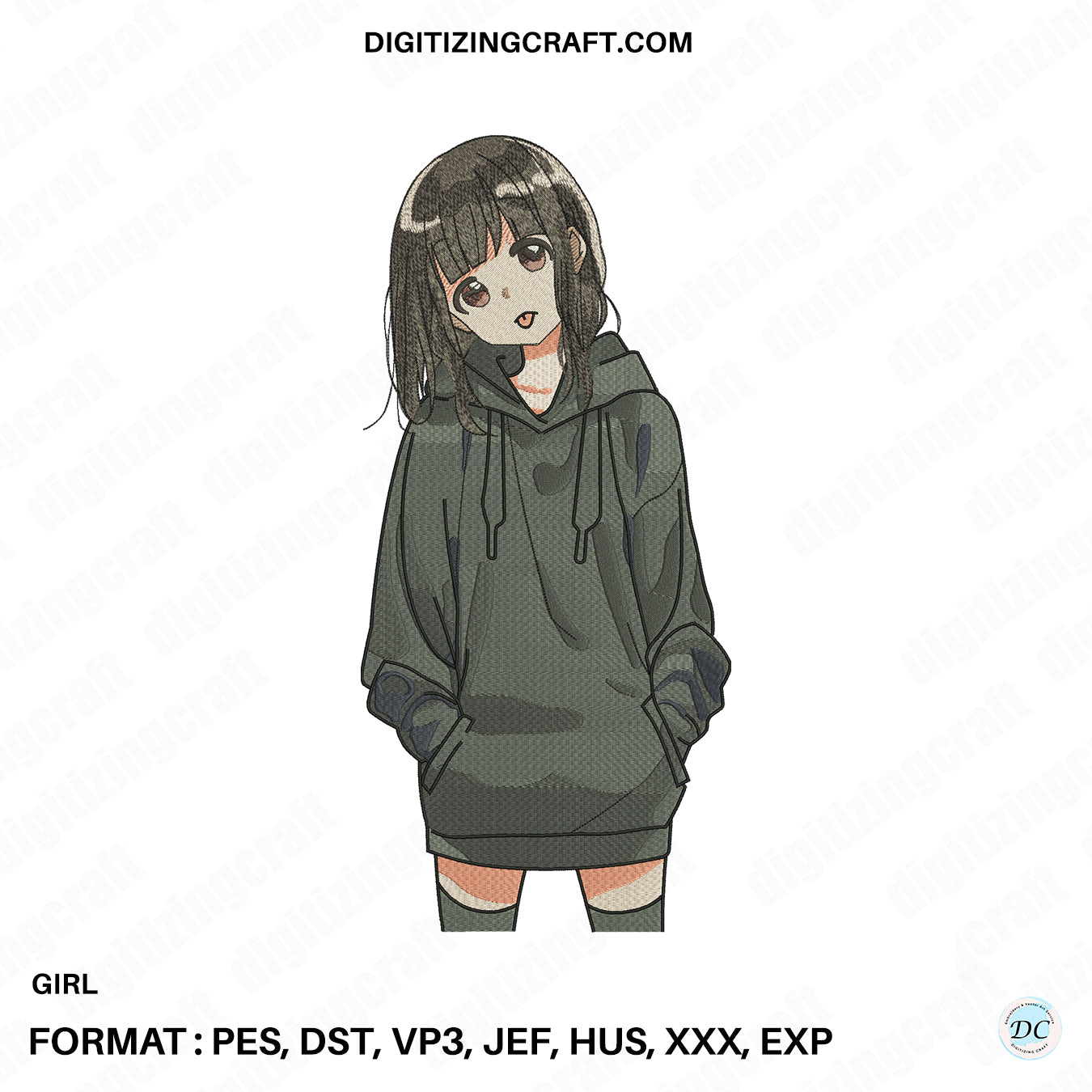 Girl anime embroidery design file