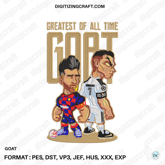 Goat Ronaldo Messi Embroidery Design file