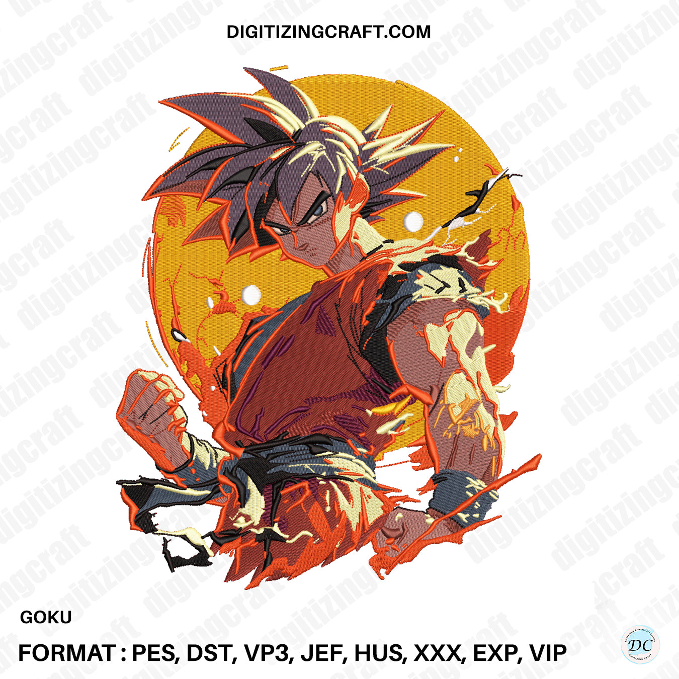 Goku Embroidery Design File