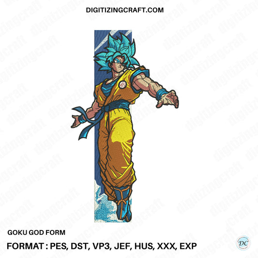 Goku God embroidery design file