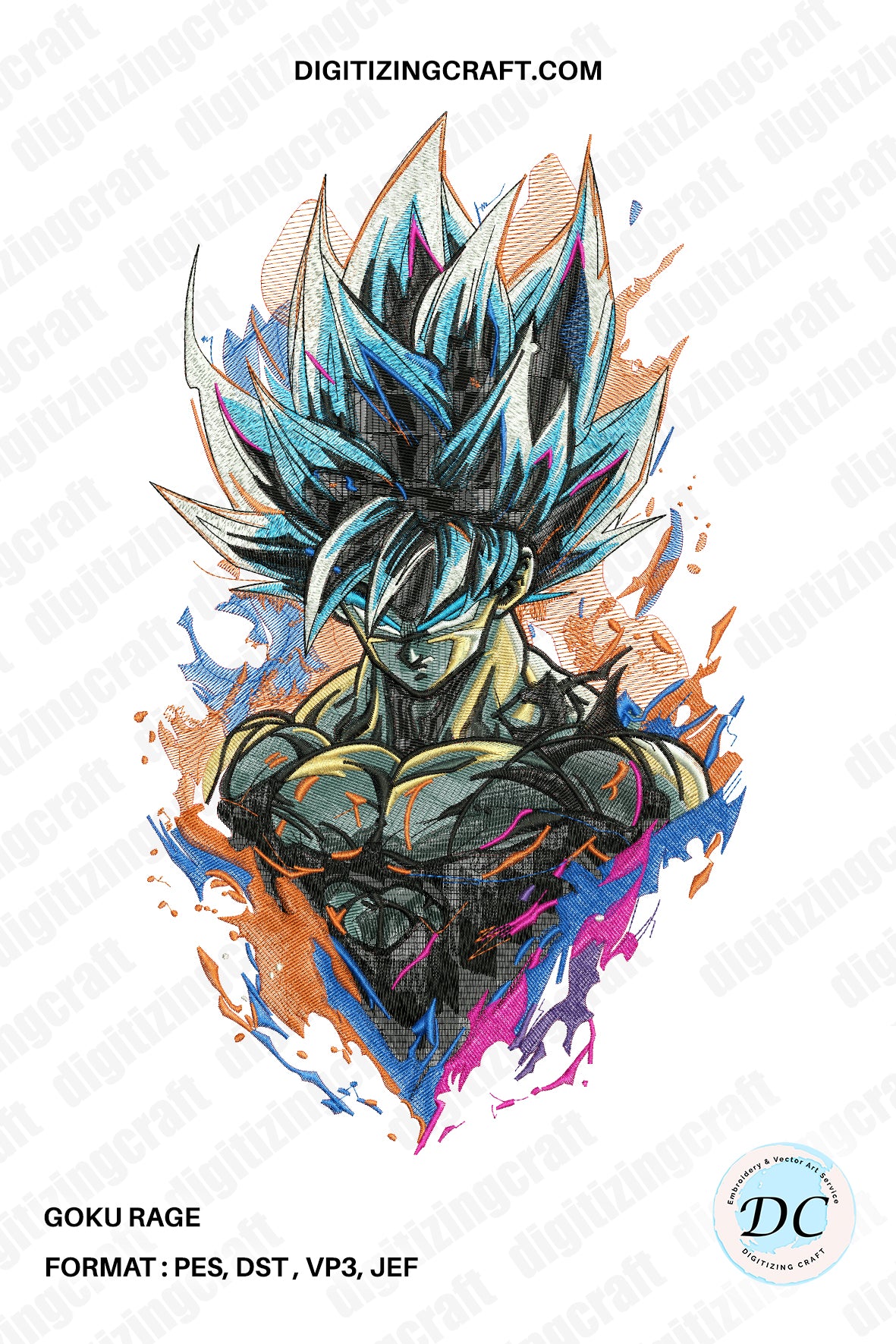 Goku Rge Goku Rage embroidery design – Digitizing Craft