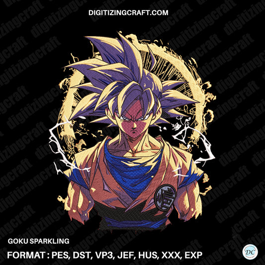 Goku Sparkling embroidery design file