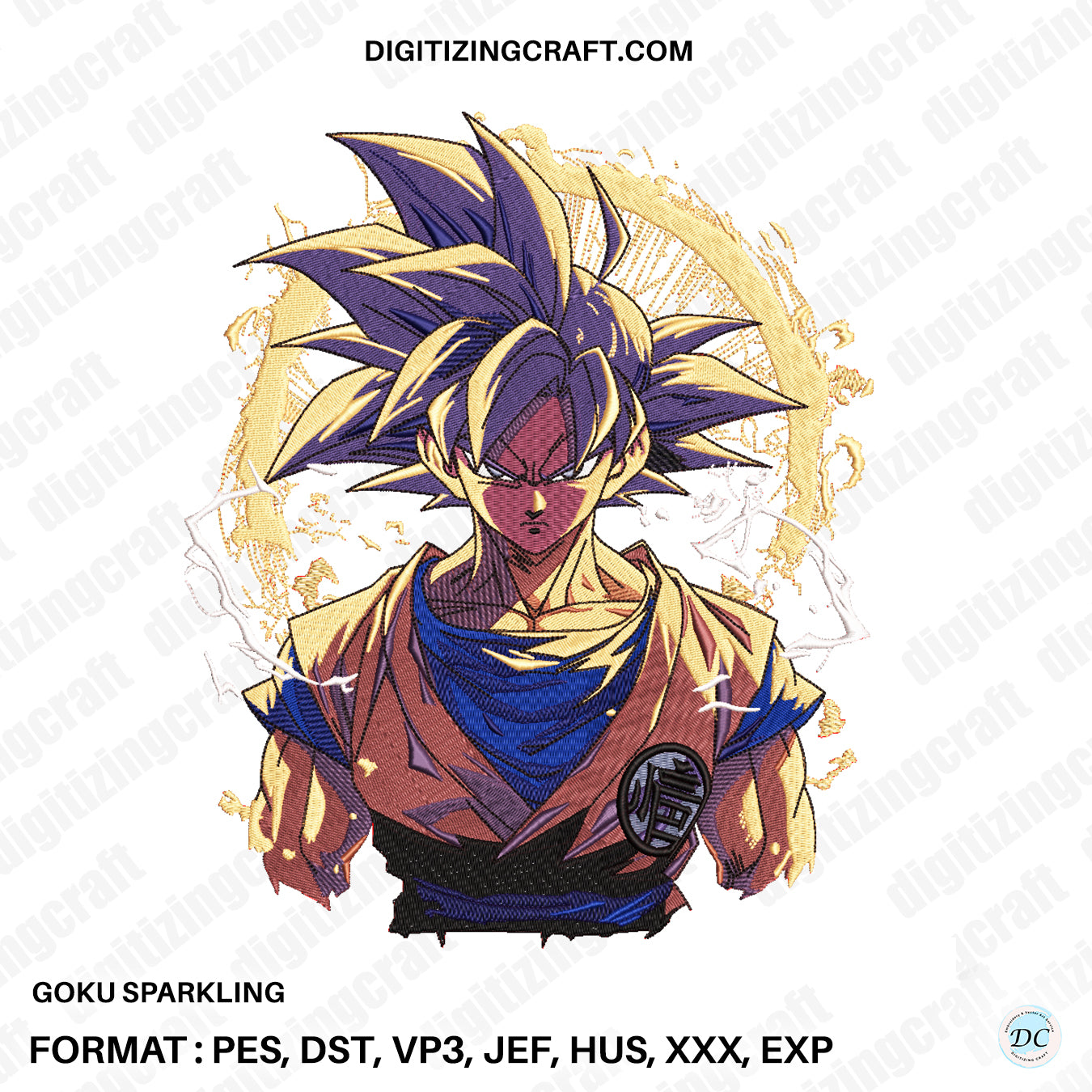 Goku Sparkling embroidery design file