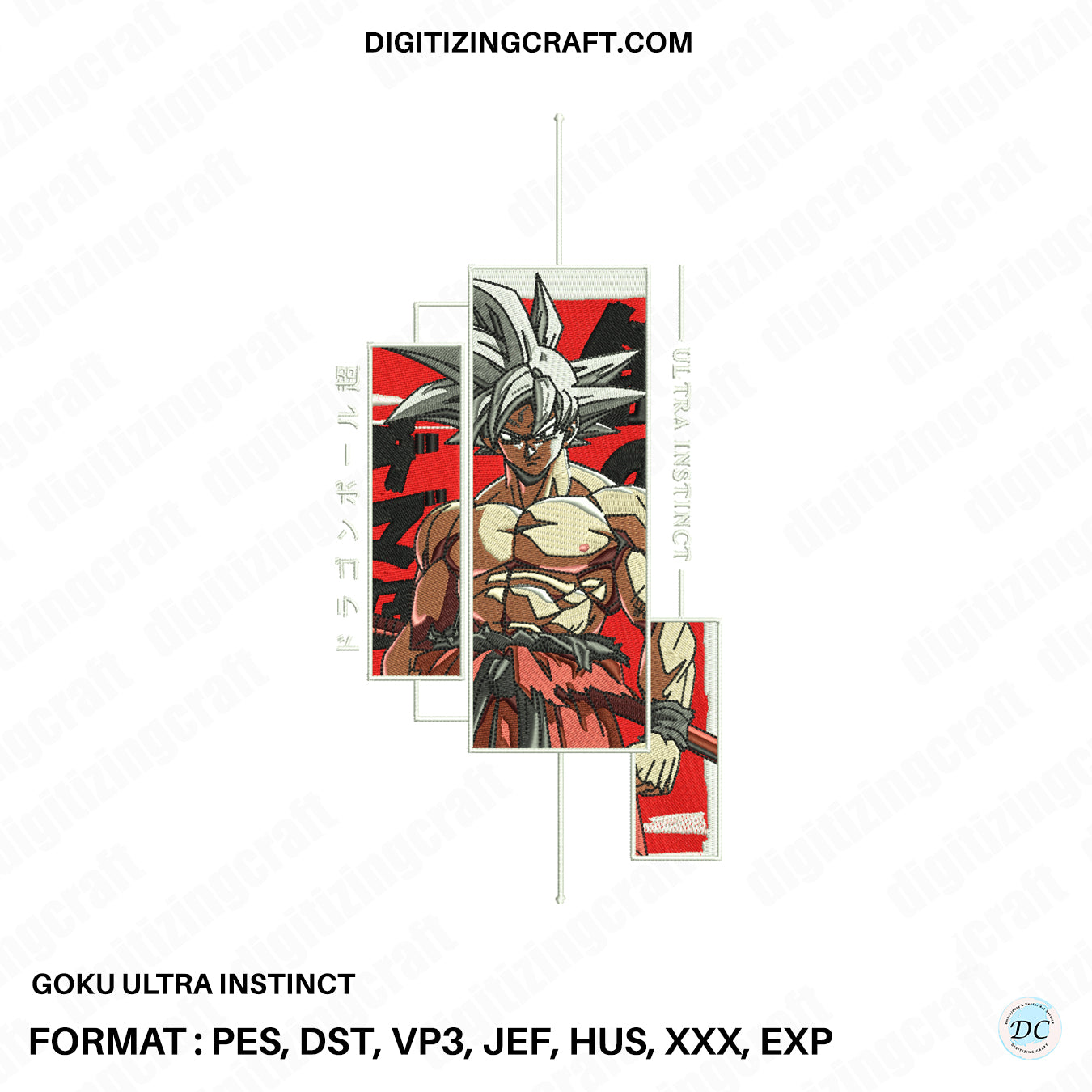 Goku Ultra Instinct Embroidery Design file