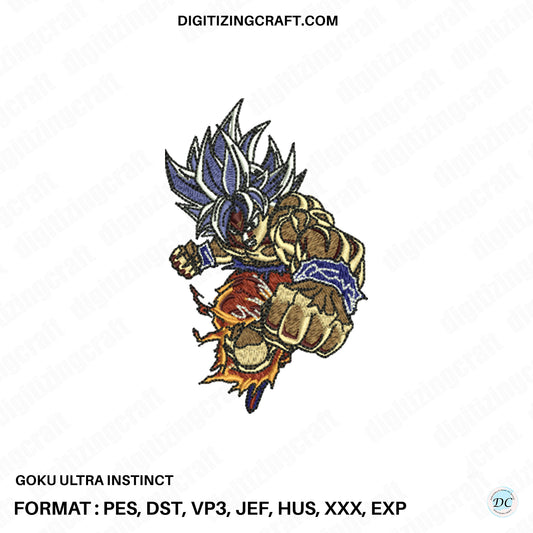 Goku ultra instinct embroidery design file
