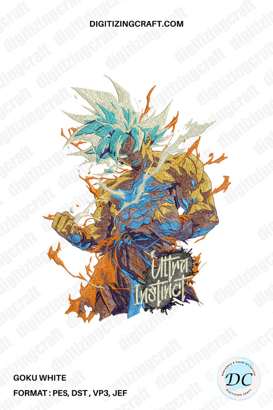 Goku White Embroidery Design