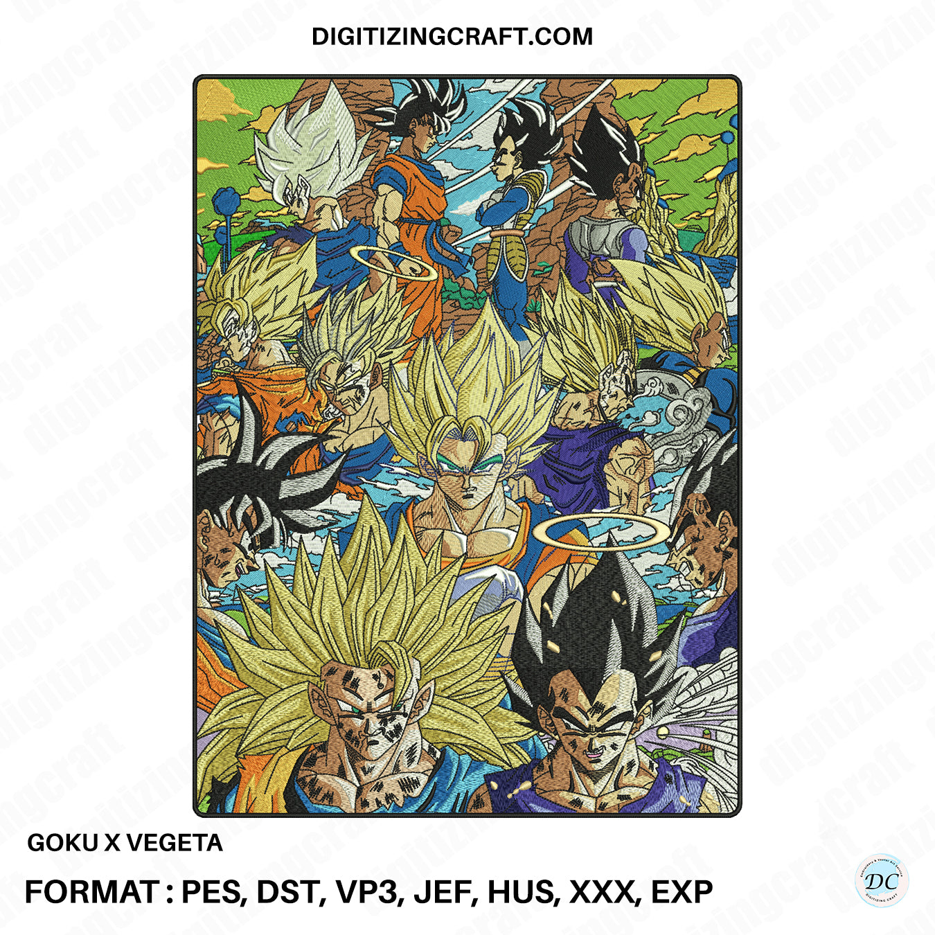 Goku X Vegeta embroidery design file