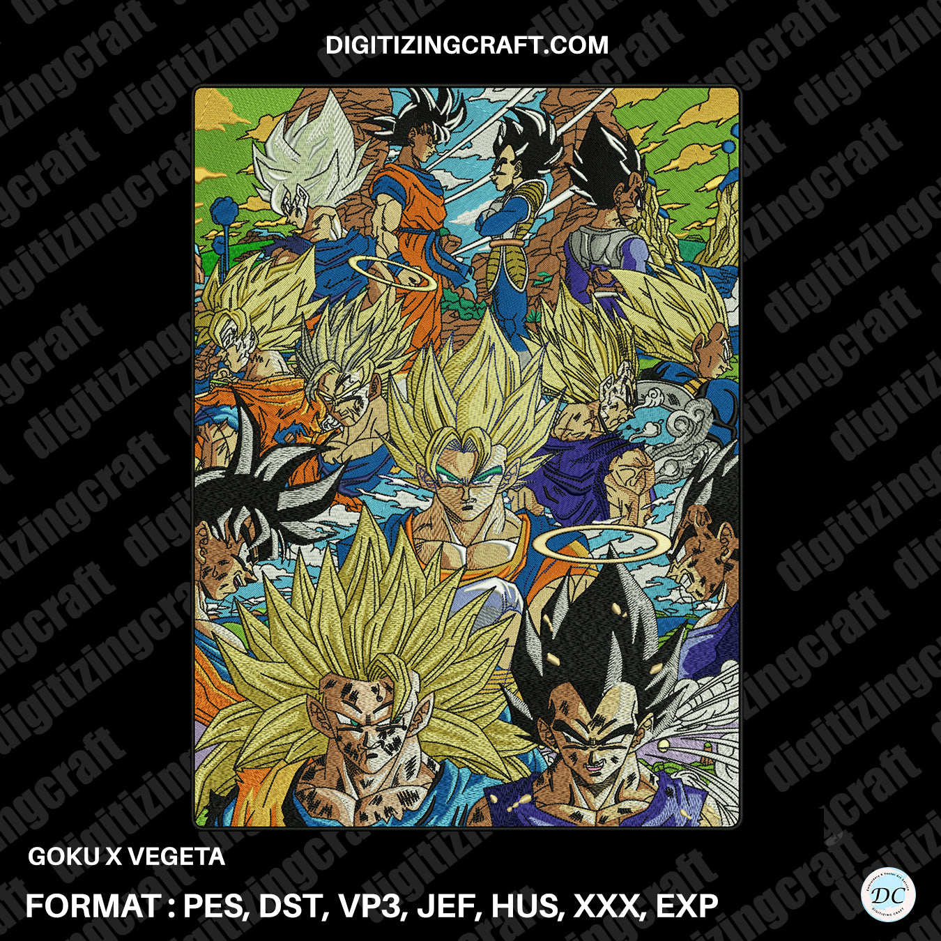 Goku X Vegeta embroidery design file