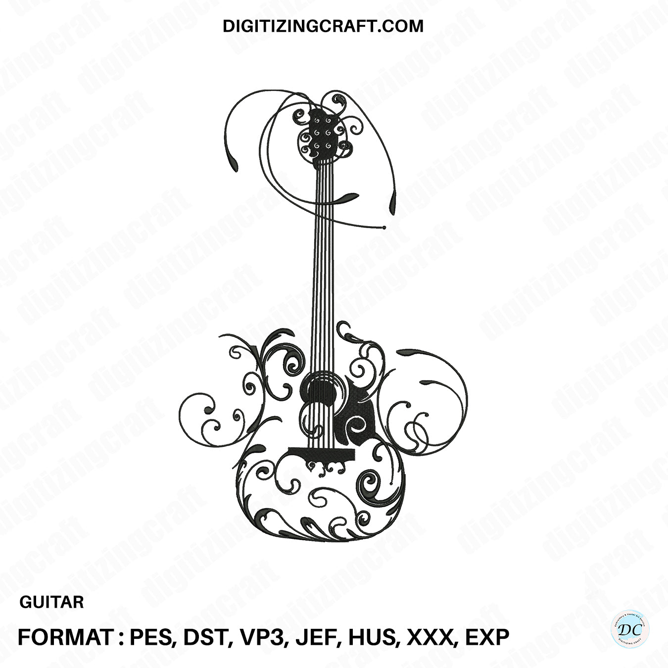 Guitar embroidery design file