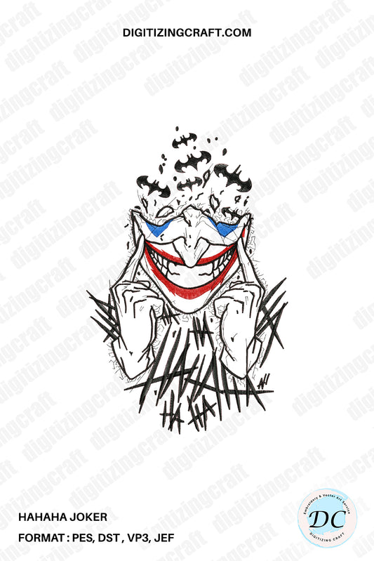 Joker hahahah embroidery design file,joker embroidery