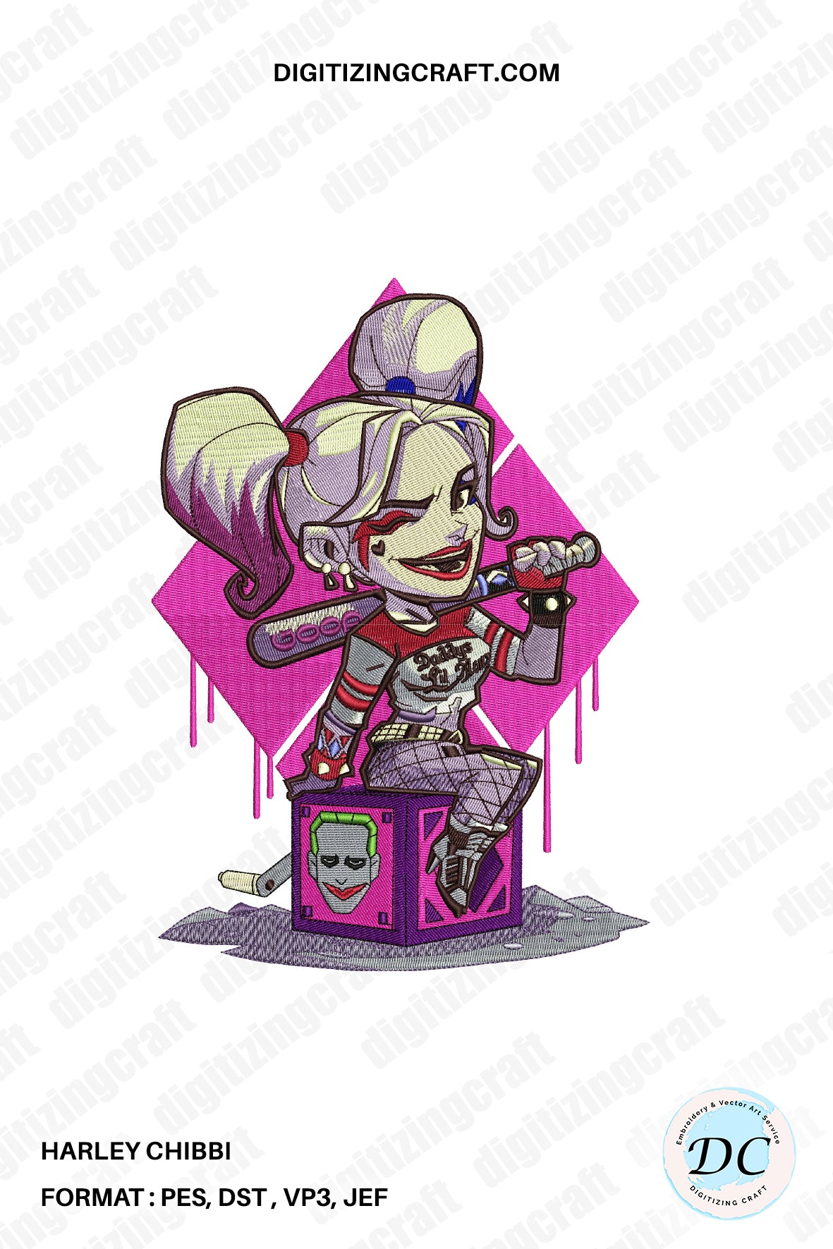 Harley chibbi embroidery design file