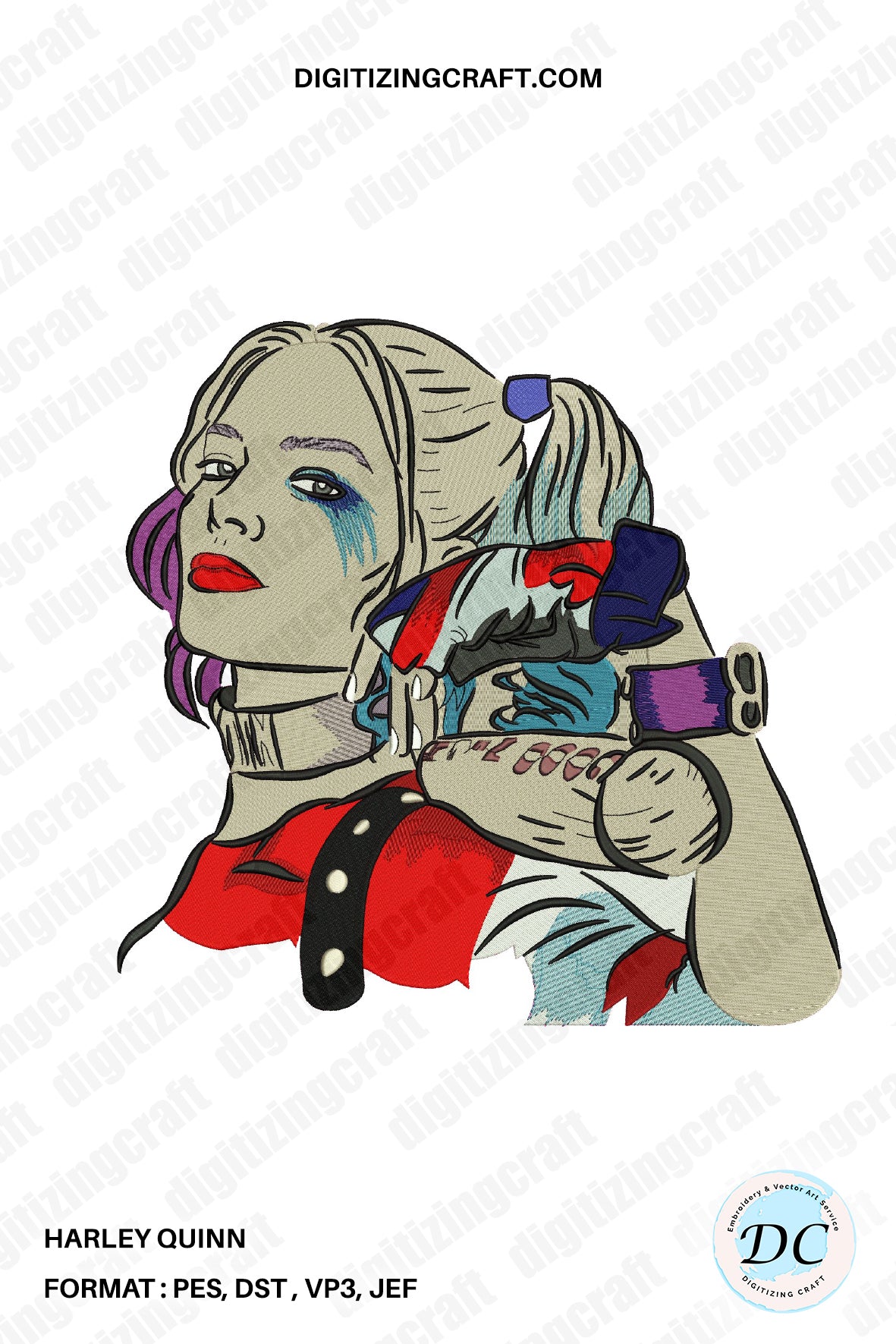 Harley Quinn 1 Embroidery Design File