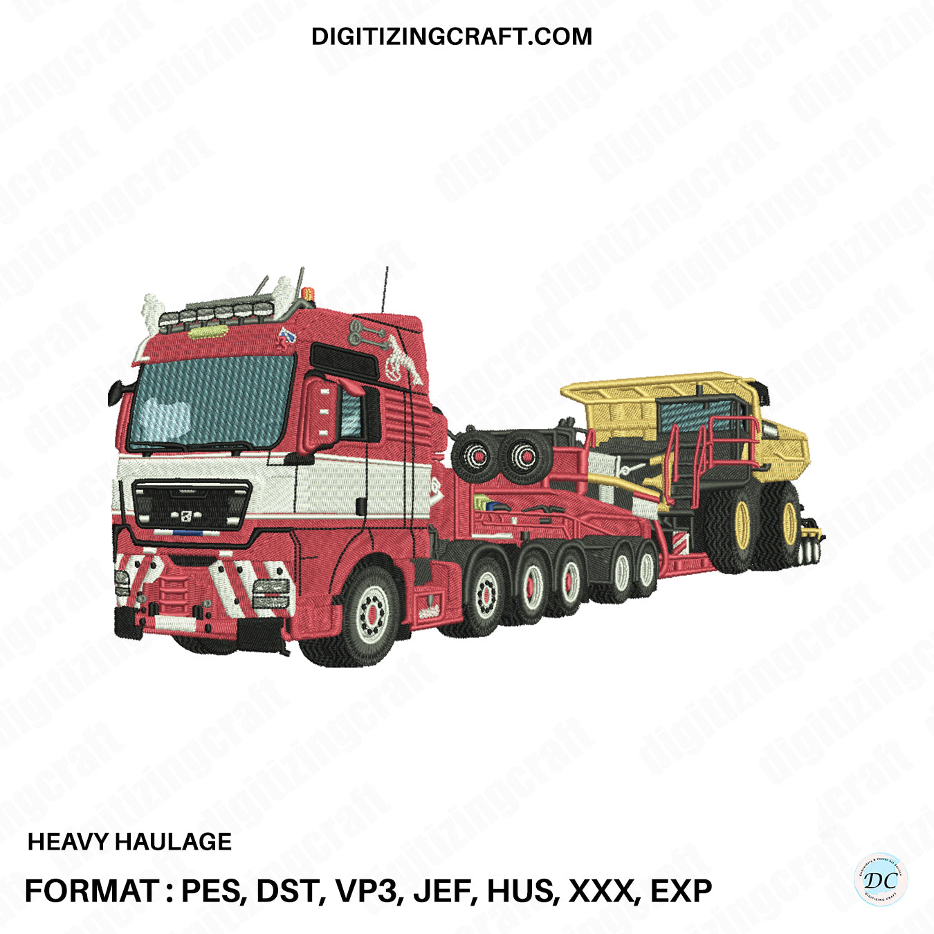 Heavy haulage embroidery design file