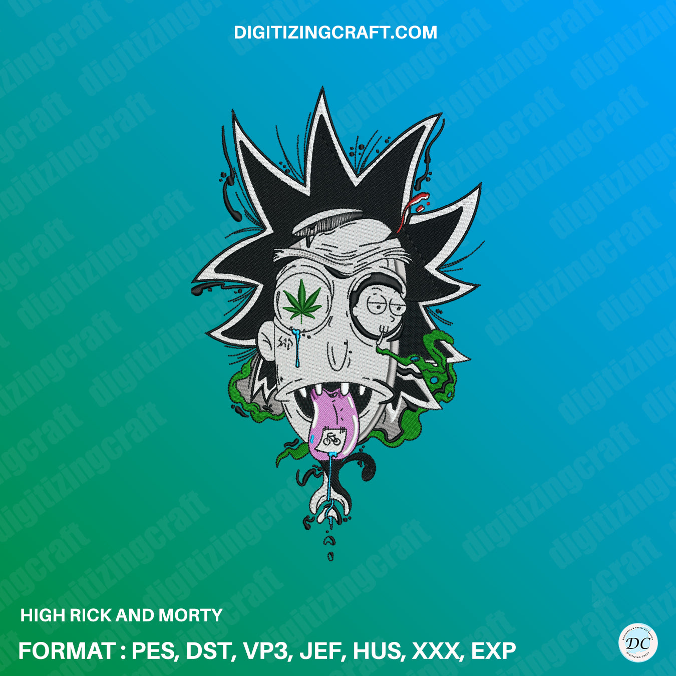 High Rick and Morty Embroidery design