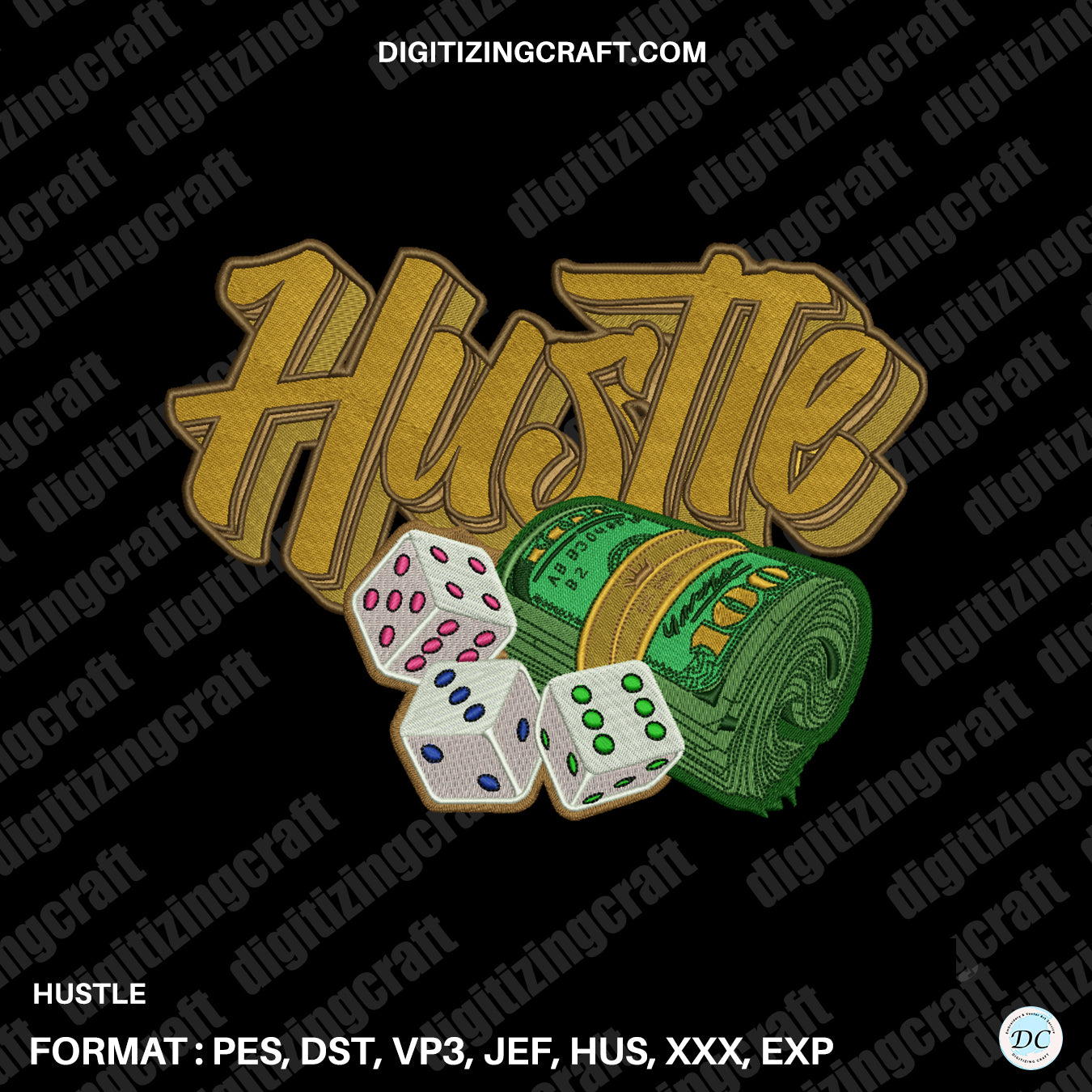 Hustle embroidery design file