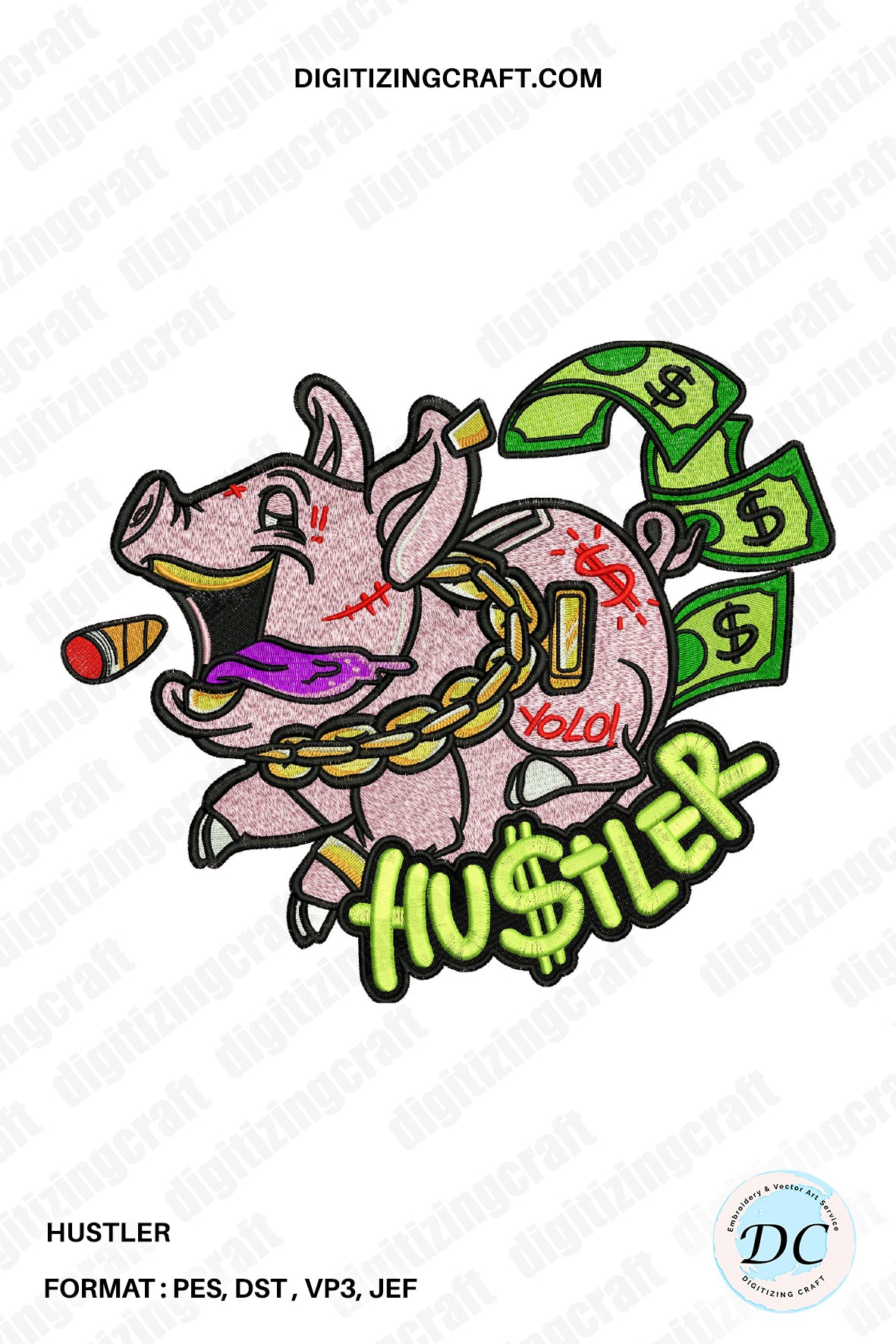 Hustler Embroidery Design