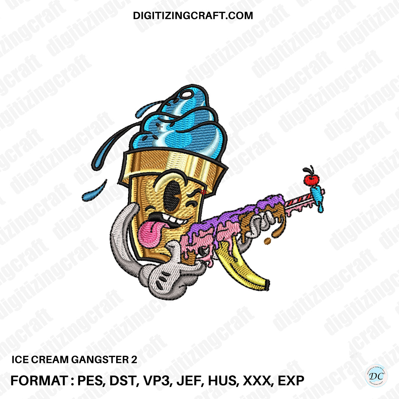 Ice Cream Gangster Embroidery Design file