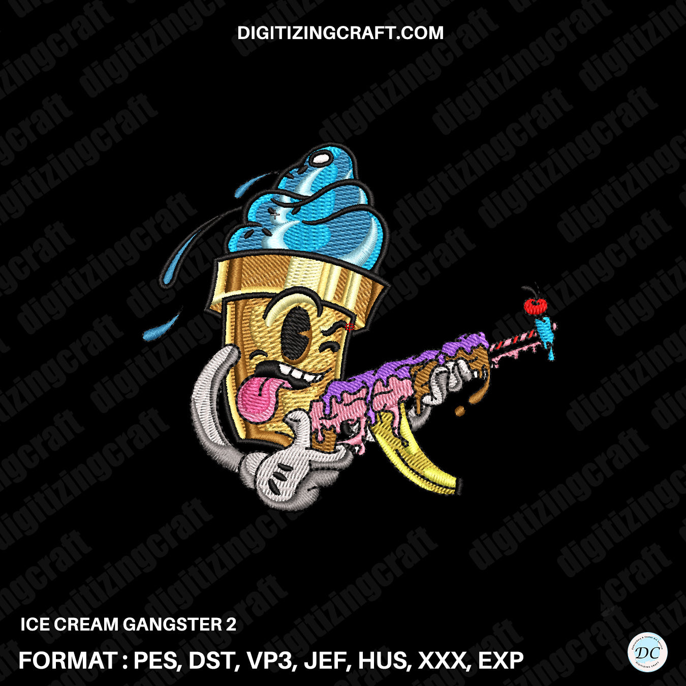 Ice Cream Gangster Embroidery Design file