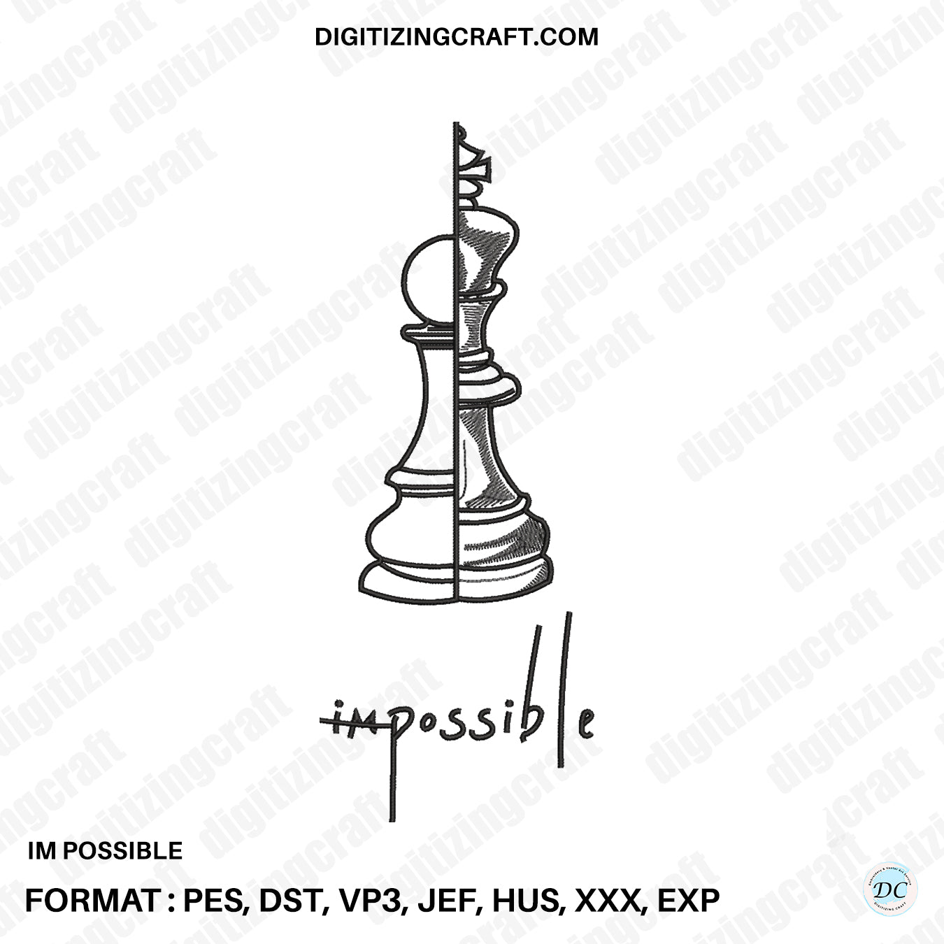 Im Possible Chess Minimal Embroidery Design