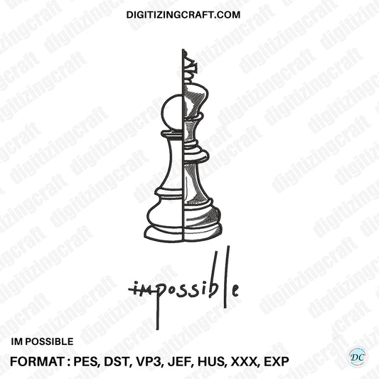 Im Possible Chess Minimal Embroidery Design
