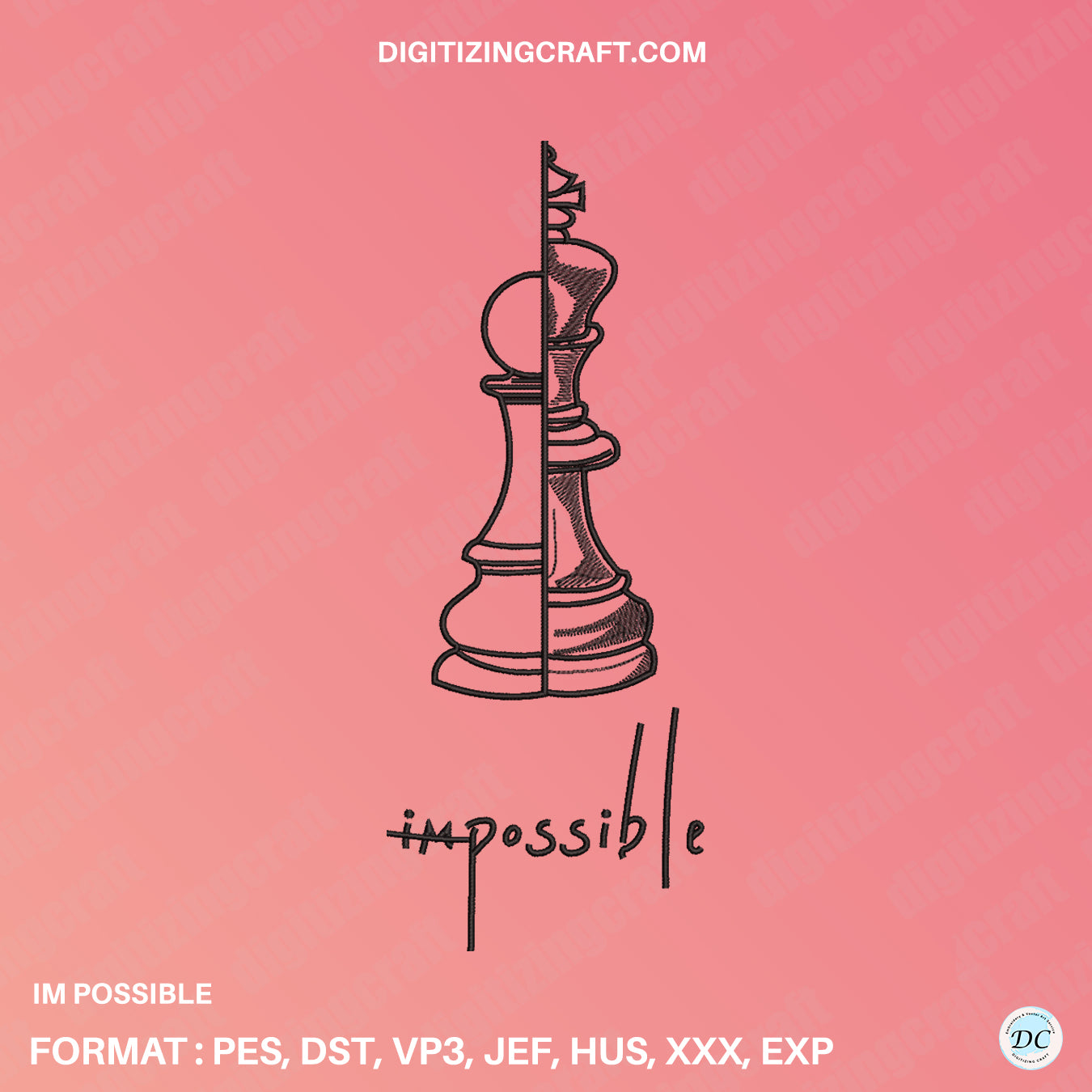 Im Possible Chess Minimal Embroidery Design