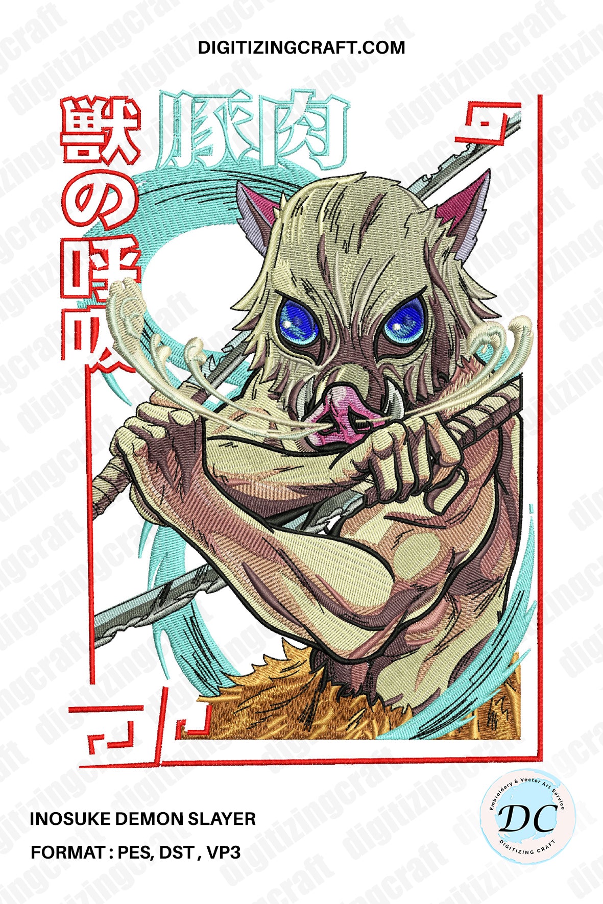 Inosuke Demon Slayer Embroidery Design โ Digitizing Craft