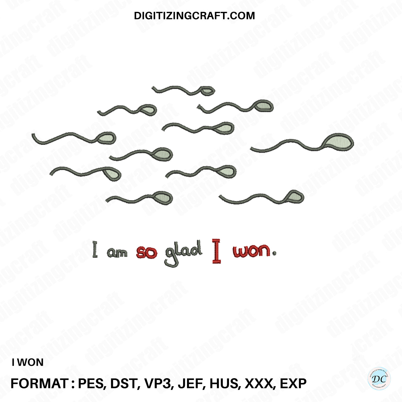 I won embroidery design file