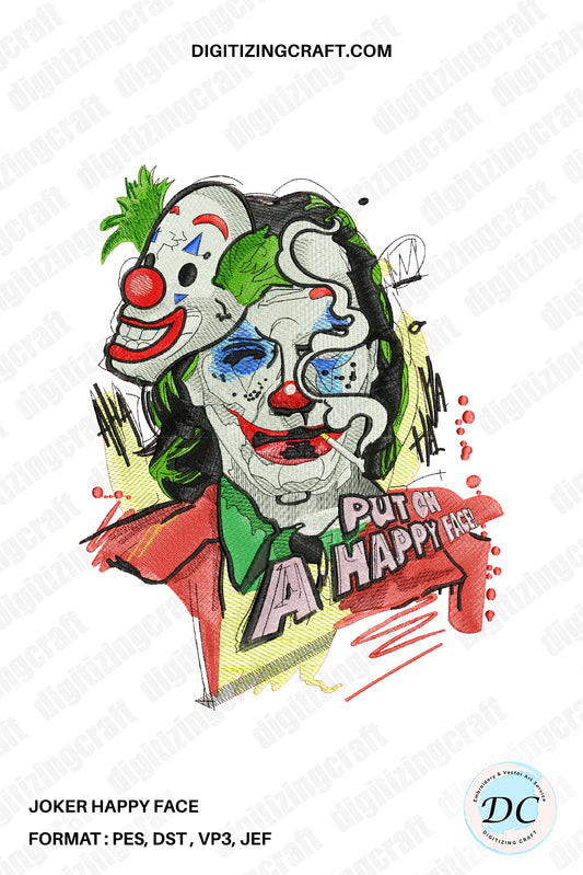 Joker Happy Face embroidery design
