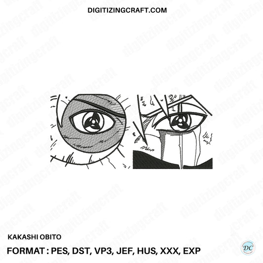 Kakashi Obito anime embroidery design file