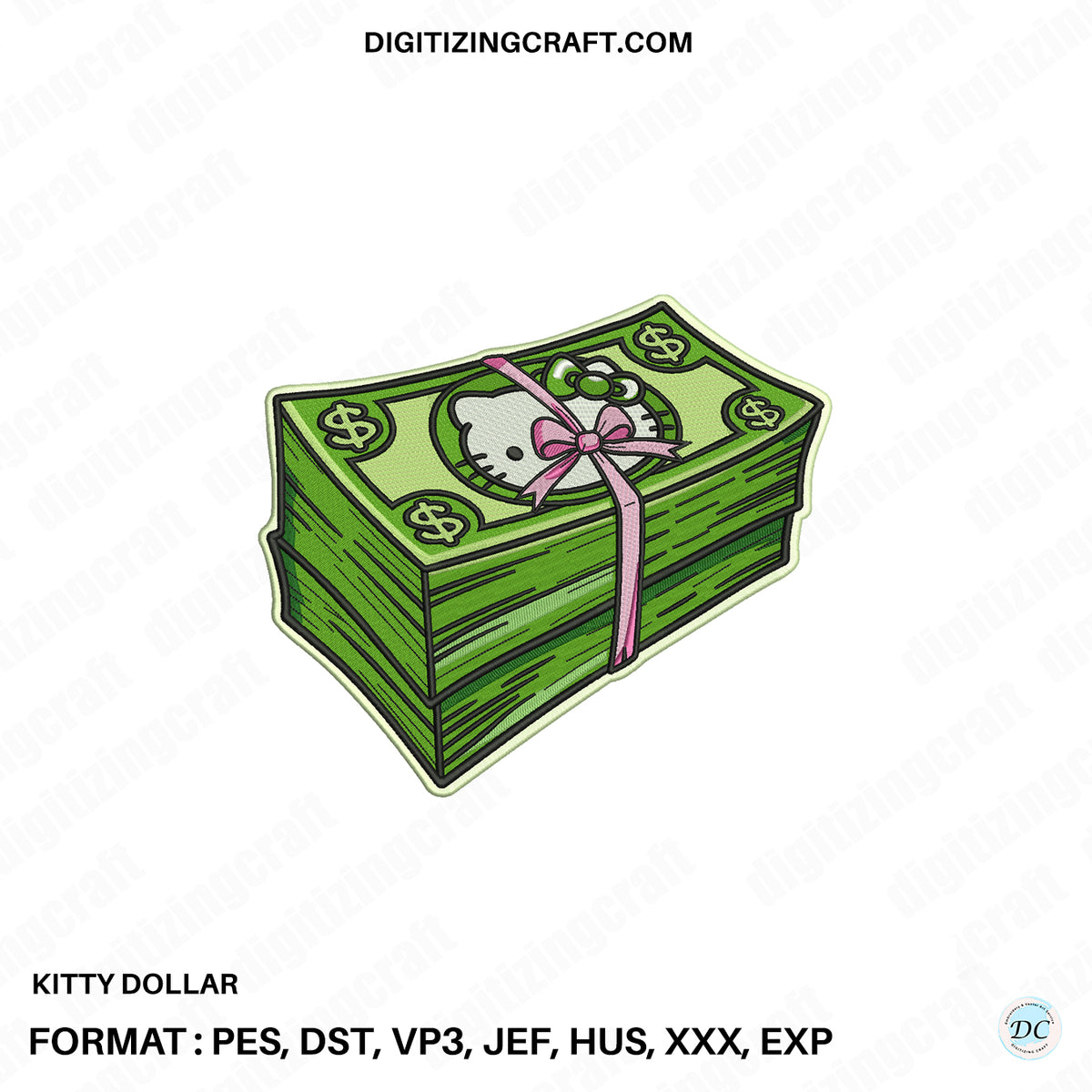 Kitty Dollar embroidery design file