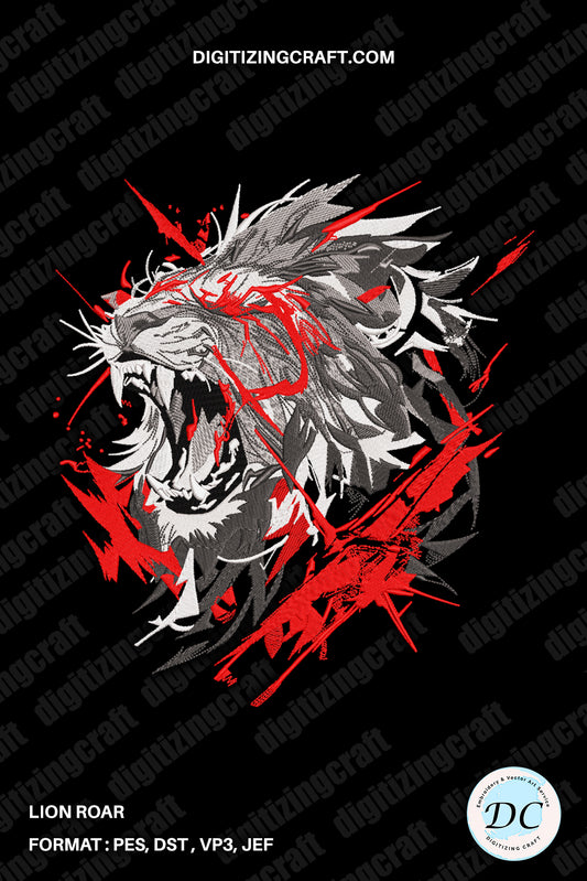 Lion Roar Embroidery Design file