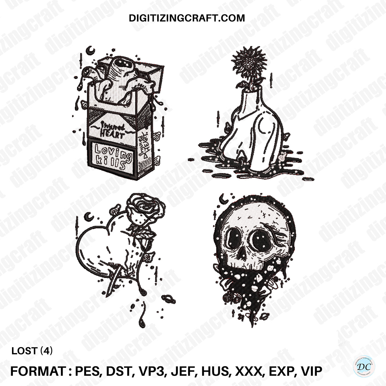 Lost Embroidery Design Pack