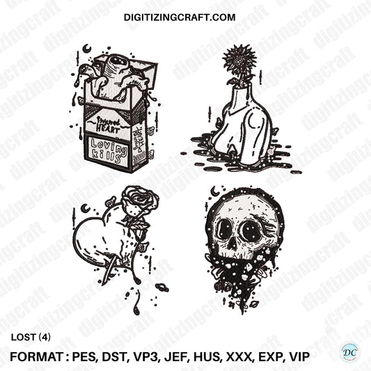 Lost Embroidery Design Pack