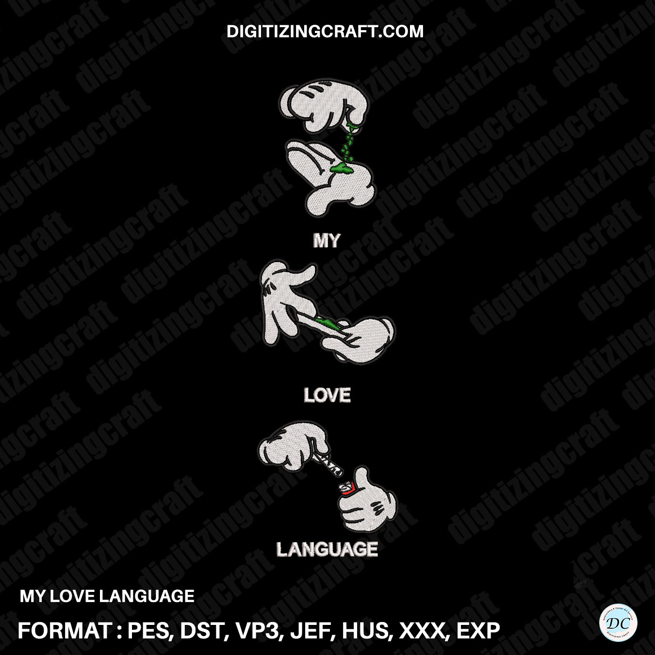 My love language embroidery design file